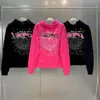 Designer hoodieMen Women Hoodie High Quality Foam Print Spider Web Graphic Pink Sweatshirts Pullovers Autumn and Winter Jfmhq