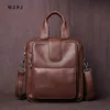 Bortkroppar Läder Mäns handväska Top Layer Cowhide Vertical Portfölj Retro Mäns en-axel Messenger Bag 12 tum iPad Bag NZPJ 231026