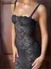 Basic Casual Dresses Lace See Through Split Backless Long Dress Sleeveless Spaghetti Straps Sexy Slim Fit Dress Party Night Club Bodycorn Vestidos T231026