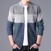 Suores masculinos ajuste fino retalhos malha cardigan casacos roupas de marca malhas sweatercoats topos outerwear jaqueta com zíper