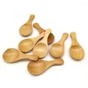 Spoons 16Pcs Small Wooden Salt Spoon Solid Wood Condiments Handmade Honey Teaspoon Seasoning Sugar Coffee Tea Jam Mustard