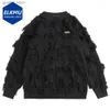 Męskie swetry w trudnej sytuacji Tassel Sweters męskie swetry streetwearu Czarne białe modne mody Hip Hop Skoczniki na drutach Pullover Q231026