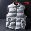 Men's Vests Winter Men Thick Warm Bright Vest Plus Size 7XL Fashion Casual Solid Color Sleeveless Jacket Big High Quality