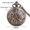 Pocket Watches Sdotter unik retro brons steampunk ihålig växel design kvartsklocka med halsbandskedja fritidshänge present Men's Cloc