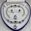 BeautifulAmethyst Inlay Link Bracelet earrings Ring Necklace Set310l