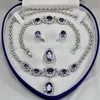 BeautifulAmethyst Inlay Link Bransoletka Kolczyki Pierścień Naszyjnik SET310L