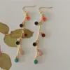 Dangle Earrings Fashion Boho Vintage Long Drop Gold Color Linked Stick With Colorful Disk For Female Party