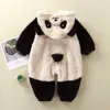 Macacão nascido bebê menino meninas macacão bonito urso orelhas com capuz velo quente macacão animal panda coelho onesies outwear outfits 0-24m 231025