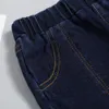 Byxor 15 år barn mode lösa jeans vintage röda och svarta rutiga stitching ruffles denim 231025