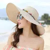 Chapéus de borda larga elegante chapéu de verão dobrável respirável mulheres grande floppy sol lavável balde traje acessórios