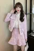 Women's Jackets Real time Autumn Gentle Sweet Pink Small Fragrance Set Short Coat Reduced Age Half Body Wrap Hip Skirt Two Piece Set 231026