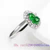 Cluster ringen Birmese Jade Gourd Charm Green 925 Silver Emerald Gemstone Natuurlijke sieraden Real Verstelbare Vintage Jadeite Women Fashion