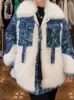 Cappotto a maniche lunghe con paillettes ricamate pesanti in pelliccia da donna Donna 2023 Inverno Double Face in pelle di lana calda per il tempo libero moda finta