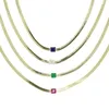 Iced Out Baguette Ersatz Regenbogen Bunte CZ Gepflastert 4 MM breite Schlangenknochenkette Halsband Halskette Für Dame Frauen Schmuck Drop Ship287q