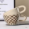 Mugs Irregular Checkerboard Coffee Cup Ceramic Water Cups Milk Tea Afternoon Mug Drinkware 231026