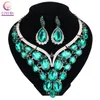 Fashion Jewelry Chunky Gem Crystal Flower Choker Necklace Statement Necklace Earring Party Dress Jewelry Sets 10 Colors281Z