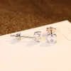 Pendientes de tuerca de plata S925 con circonita cuadrada clásica, pendientes de moda para mujer con gema brillante, pendientes de alto grado, joyería para fiesta de boda para mujer, regalo para el día de la madre y el día de San Valentín SPC