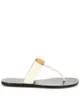 Designer tofflor läder thong sandaler herr pool glider kvinnor strand platt flip flops med guld hårdvara