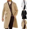 Men's Trench Coats Mens Winter Warm Coat Double-Breasted Jacket Lapel Neck Outwear Overcoat Cardigan Autumn Windbreaker