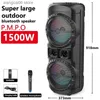 Handy-Lautsprecher, 125 W, supergroßer Outdoor-Bluetooth-Lautsprecher, 12 Zoll Doppelhorn-Subwoofer, tragbarer kabelloser Säulen-Bass-Sound mit Mikrofon FM T231026