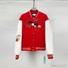 Offs Erkek Ceketleri Erkek Tasarımcı Kapalı Windbreaker Varsity Vintage Gevşek Uzun Beyzbol Hip Hop Harajuku Offs Beyaz Mektup Nakış 8 G3YH