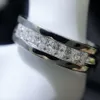 Punk Style Jewelry Cushion Cut Iced Out Moissanite Rapper Ring Men Hip Hop Sterling Silver 925 Eternity Ring