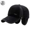 Kapity kulowe FS swobodna zimowa czapka baseballowa w średnim wieku z klapką do uszu ciepłe grube kobiety mężczyźni czapki streetwear hat gorras hombre 231025
