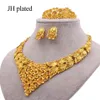 Orecchini Collana Set di gioielli Dubai 24k Colore oro Matrimonio africano Regali nuziali per le donne Bracciale Anello Set Gioielli Collares221o