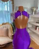 Prom Dress Long Purple For Black Girls 2024 Beaded Rhinestone Birthday Party Dresses Crystal Ruffles High Slit Evening Gown Es 0425