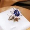 Anelli a grappolo Bellissimo anello per donna Elegante set Blu zircone Premium Matrimonio Fidanzamento Anniversario Regalo Gioielli per feste