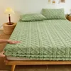 Bedding sets Bedspreads Milk Velvet Fitted Sheet Jacquard Flannel Warm Set Mattress Cover AllAround Elastic Band Bed Linen 231026