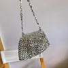 Kvällspåsar Fashion Silver Metal Evening Bags Luxury Designer Bling Sequin Chain Clutch Purse Purses and Handbag Shoulder Trend Women's Bag 231026