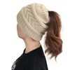 Woman Wool Hat Lady Winter Warm Ponytail Beanies Knitted Hats Home Fashion Casual Ponytail Hat