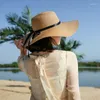 Breite Krempeln Hüte Big Eaufhut Hut Frau Faltbares Strandstrohmädchen Trend Freizeitkappe Outdoor Reise Sonne Casquette Femme