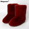 Boots Women's new snow boots Outdoor fashion artificial rabbit fur fluffy luxury Warm mid calf plush winter shoes 231026