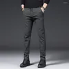 Pantalons pour hommes Mode Automne Hiver Hommes Épais Design Casual Tissu Brossé Travail d'affaires Slim Fit Noir Gris Bleu Pantalon Mâle
