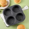 Baking Moulds 2Pcs Silicone Hamburger Mold 4 Cavities Nonstick Burger Maker Bread Mould Bun Molds Cake Pan Kitchen Gadgets 231026