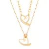 Collier avec pendentif en forme de cœur d'amour irrégulier pour femmes, chaîne Double couche, ras du cou, S3834