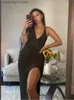 Basic Casual Dresses See Through Knitted Hollow Out Dresses V-Neck Backless Lace Up Split Bikini Cover-up 2023 Women's Sexy Beach Vacation Vestidos T231026