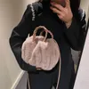 Evening Bags Winter Design Woven Handle Bag Women Handbag Soft Warm Faux Fur Shoulder Crossbody Bag Ladies Pleated Plush Messenger Bag 231026