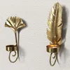 Świece Nordic Metal Leaf Candlestick Golden Hangings Uchwyt wisiorek odpowiedni do unikalnej dekoracji ściennej trwały 40JA