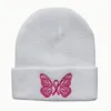 New Fashion Women's Knitted Cap Men's Street Knitted Hats Cute Embroidered Butterfly Pullover Warm Caps