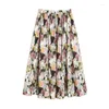 Skirts Beauty Style Design Sense Art Print A-shaped Skirt Pure Cotton High Waist Mid Length Umbrella Half