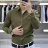 Camisas casuais masculinas camisa de manga longa primavera e outono negócios respirável não-passar topos de alta qualidade