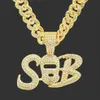 Lettere Create Cubic Zircon Letters SB Pendants Collane con gioielli hip hop con il girocollo della catena cubana ghiacciata per men206o