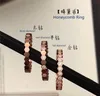 Modeontwerperringen Heren Dames 18k verguld Roségoud S925 zilver aan de binnenkant Strass Chaumat honingbomb Trouwring Geliefde Parenringen Paar ringen Cadeau met doos