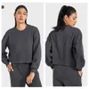 2023 Mulheres Yoga Outfit Suéter Top Casual Solto Ginásio Perfeitamente Oversized Crew Camisas Esportivas Blusa de Treino Mulher Esporte Manga Longa Para Fitness