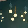 Ceiling Lights Nordic Pendant Leaves Loft Living Room Reading Lighting Led Hanglamp Decor Lamps Bedroom Light Fixtures