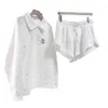 Primavera e verão camisa polo feminina quente diamante camisola preguiçoso shorts set2024