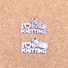 92pcs Antique Silver Bronze Plated I love knitting Charms Pendant DIY Necklace Bracelet Bangle Findings 20 12mm226s